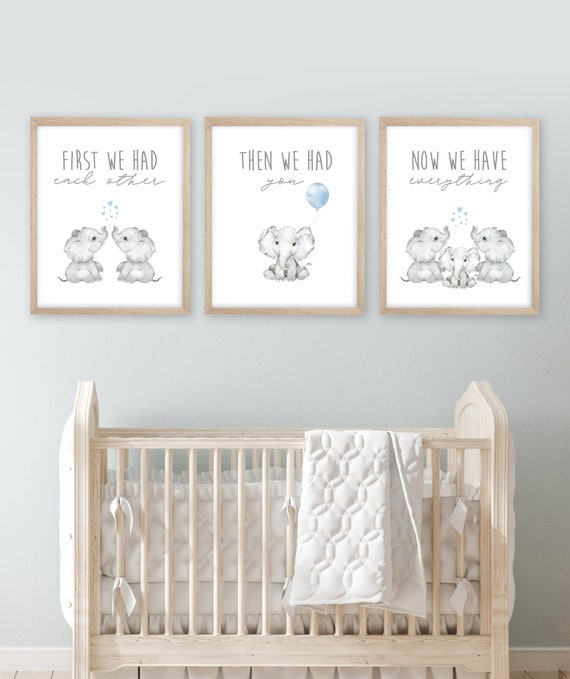 Watercolor Baby Boy Elephant Nursery Wall Decor, Nursery Decor, Elephant Nursery Prints, First We Had Each Other, Nursery Prints, Minimalist