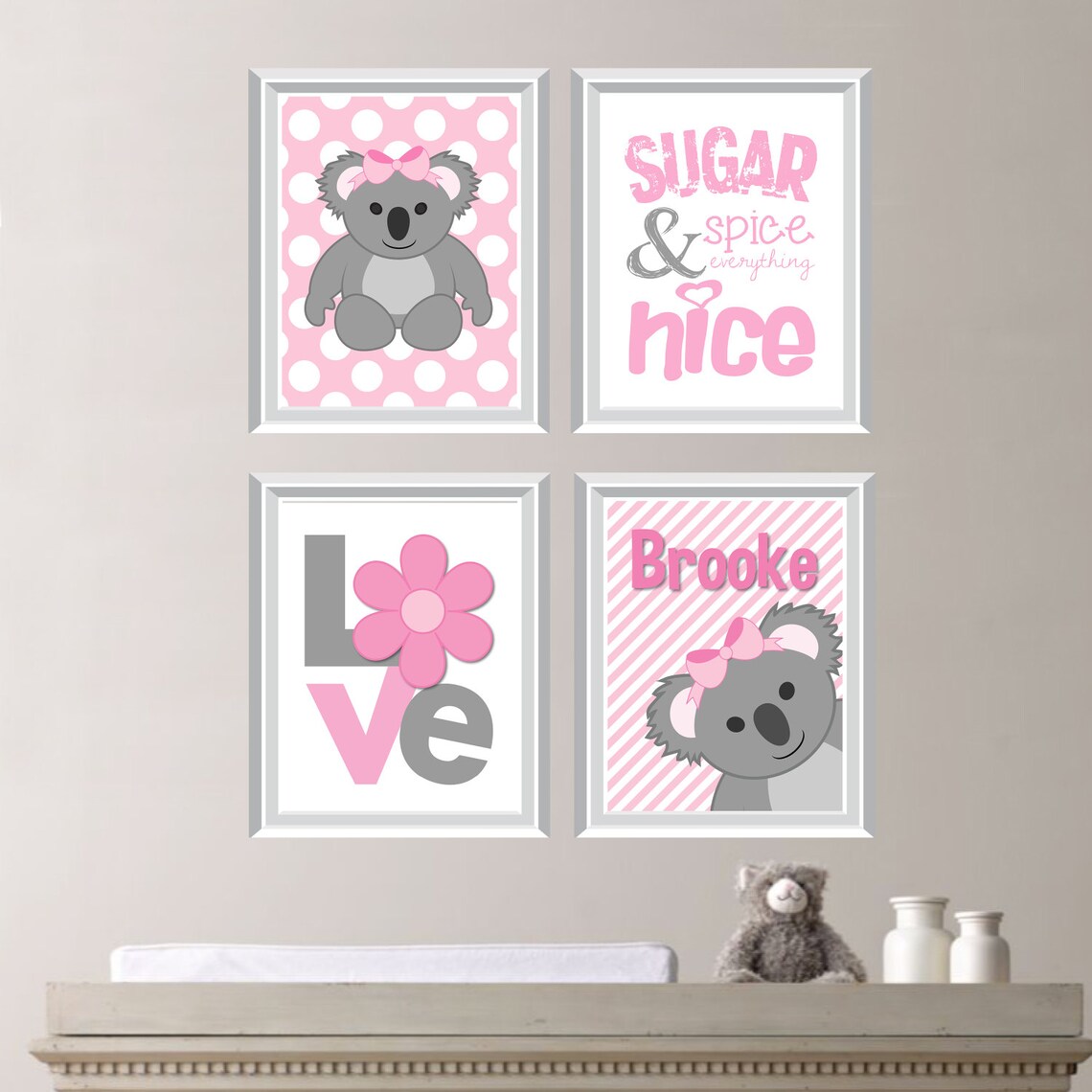 Baby Girl Nursery Art Print Koala Nursery Art Koala Baby Etsy