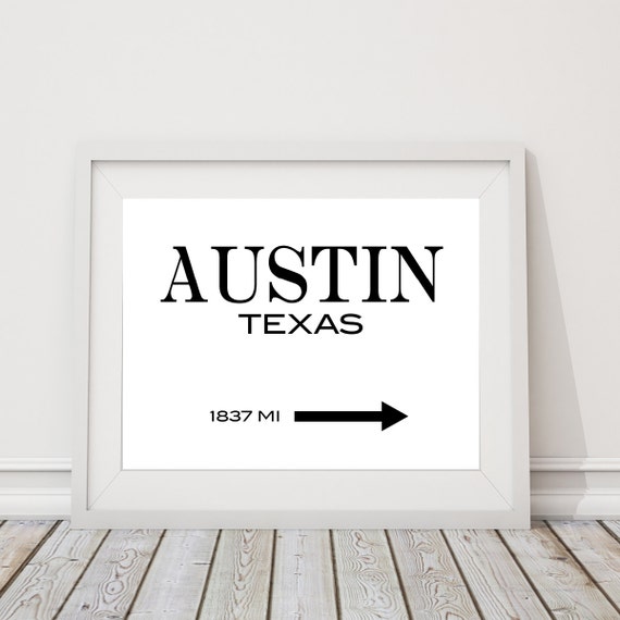 Austin Wall Art. Austin Texas. Austin Bedroom Decor. Gossip Girl Inspired Marfa Sign Single Print. Wall Art. Wall Decor. Fashion Art. (S477)