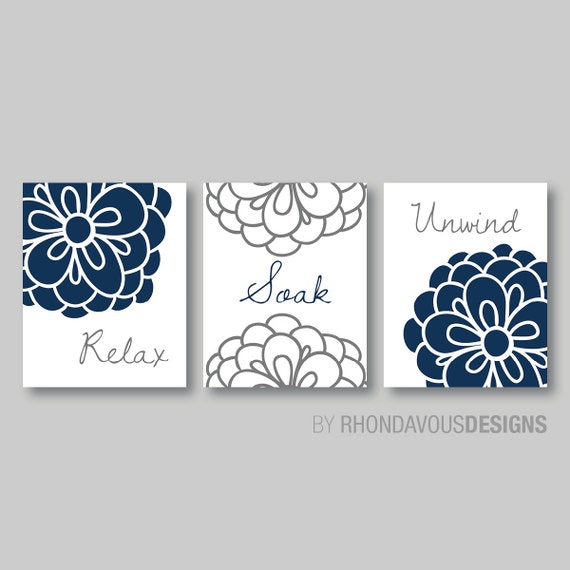 Floral Relax Soak Unwind Print Trio. Bathroom Home Decor Wall. Bathroom Art. Flower Bathroom. Bathroom Wall Decor. Bathroom Sign.  (NS-287)