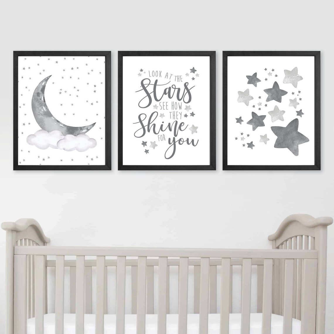 Set of 3 Stars and Moon Nursery Decor Gender Neutral Nursery Etsy UK