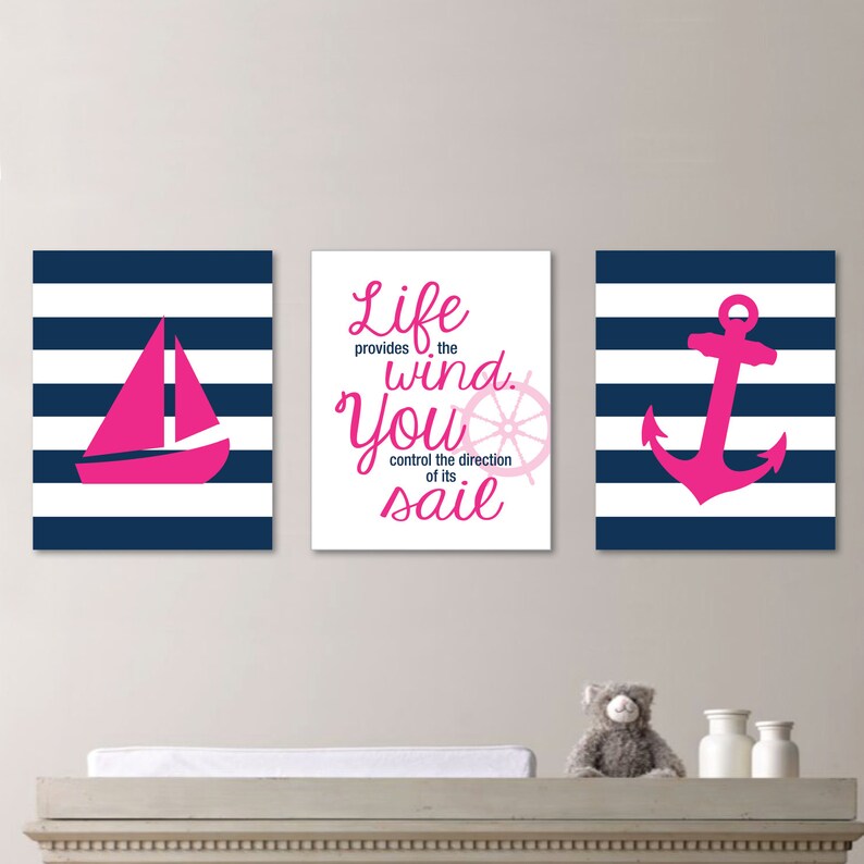 Baby Girl Nursery Nautical Nursery Art Girl Nautical Etsy