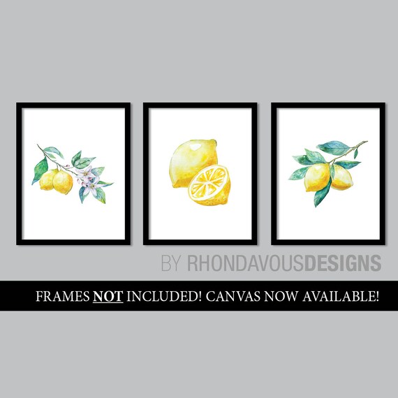 Watercolor Lemon Art Prints. French Country Decor. Farmhouse Decor. Farmhouse Wall Decor. Kitchen Art Prints. Dining Room Wall Art. NS-878