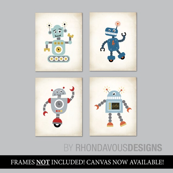 Robot Nursery Art. Robot Art. Boy Nursery Art. Boy Nursery Decor. Baby Boy Shower Gift. Playroom Wall Art Prints. Robot Wall Art. NS817