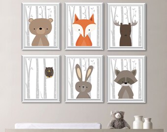 Baby Boy Nursery Art. Woodland Nursery Art. Woodland Nursery Decor. Forest Animals. Forest Friends. Forest Nursery. Boy Bedroom Art. NS-792