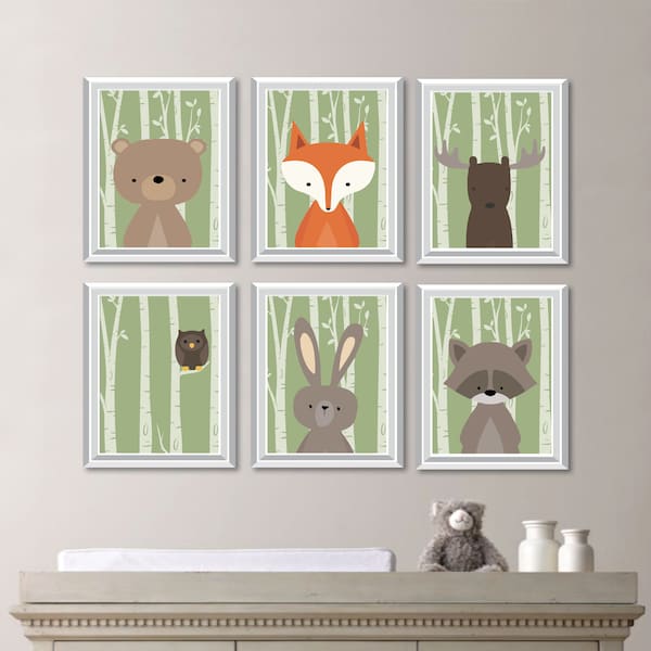 Baby Boy Nursery Art. Woodland Nursery Art. Woodland Nursery Decor. Forest Animals. Forest Friends. Forest Nursery. Boy Bedroom Art. NS-739