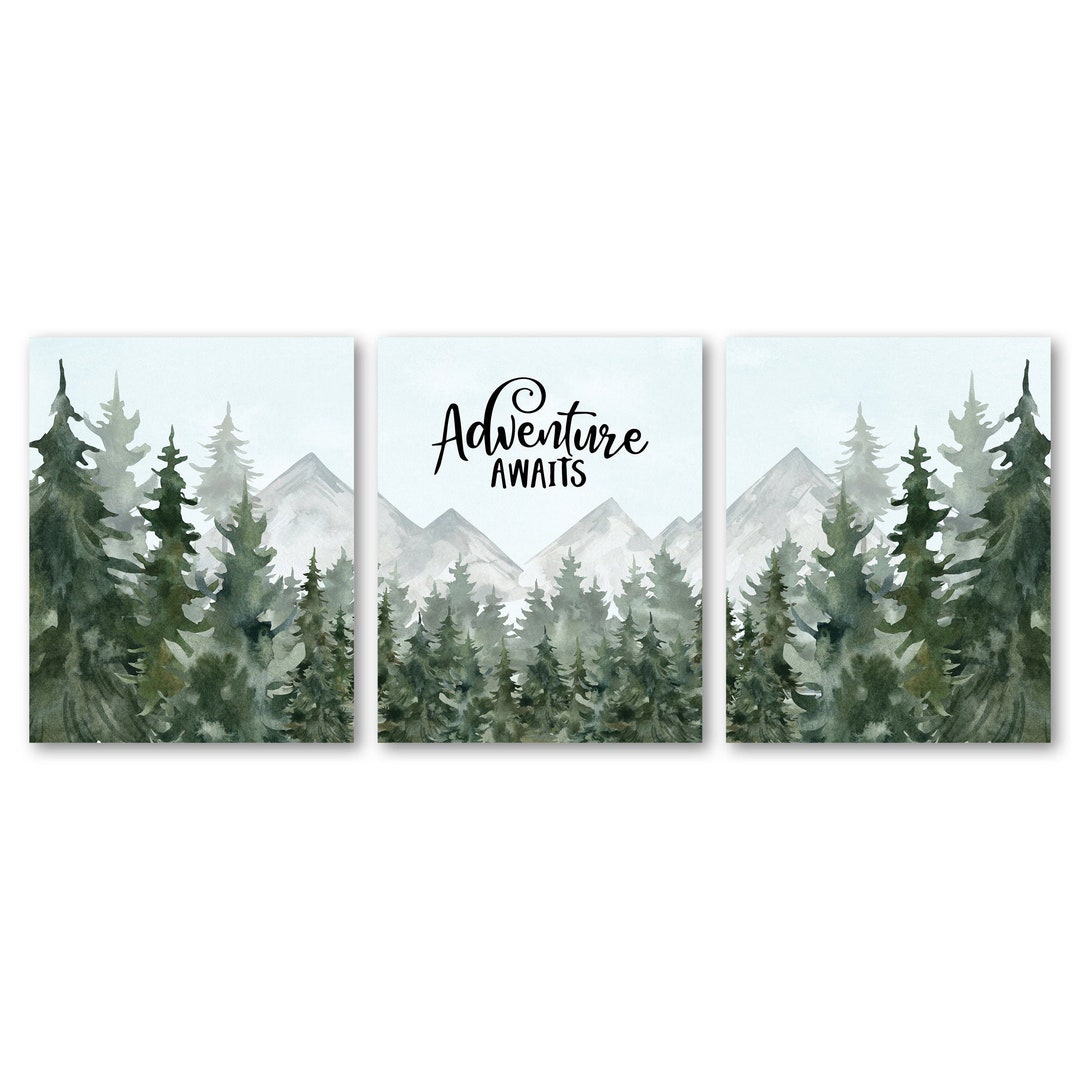 Woodland Nursery Decor, Forest Wall Art Prints, Adventure Theme - Etsy