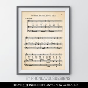 Twinkle Twinkle Little Star Sheet Music Art Print. Nursery Art. Nursery Decor. Play Room Art. Music Sheet Art. Musical Notes. NS-447