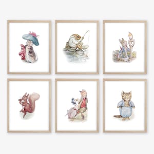 Beatrix Potter Nursery Art Prints. Beatrix Potter Character Illustration. Peter Rabbit Nursery Art. Beatrix Potter Art. Beatrix Potter Decor