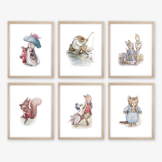 Beatrix Potter Nursery Art Prints. Beatrix Potter Character Illustration.  Peter Rabbit Nursery Art. Beatrix Potter Art. Beatrix Potter Decor 