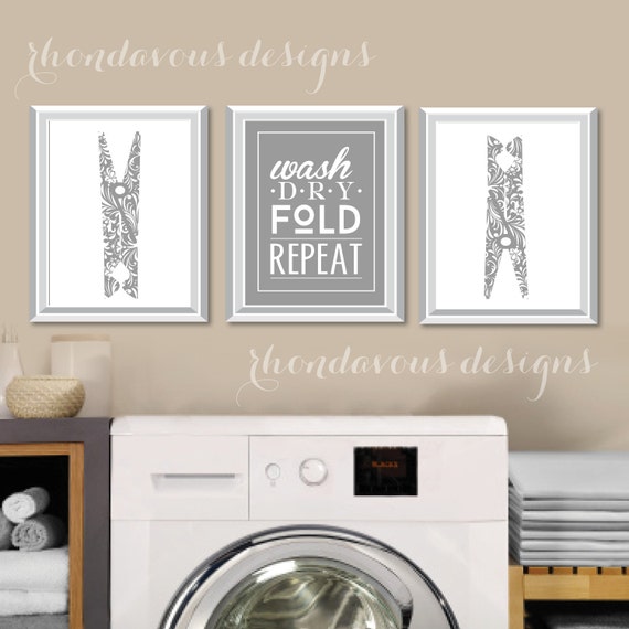 Laundry Room Art Set of Three Laundry Wall Art Wall Art Set