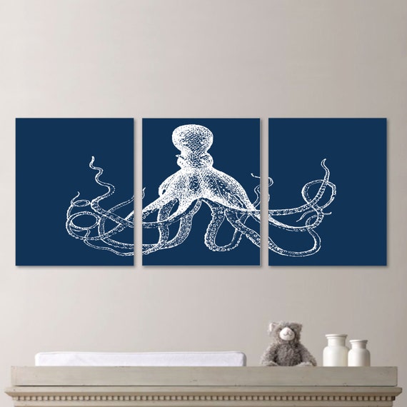 Beach House Art. Octopus Art. Octopus Decor. Octopus Wall Art. Beach House Decor. Nautical Art. Nautical Decor. Boy Nursery. Kraken. NS230