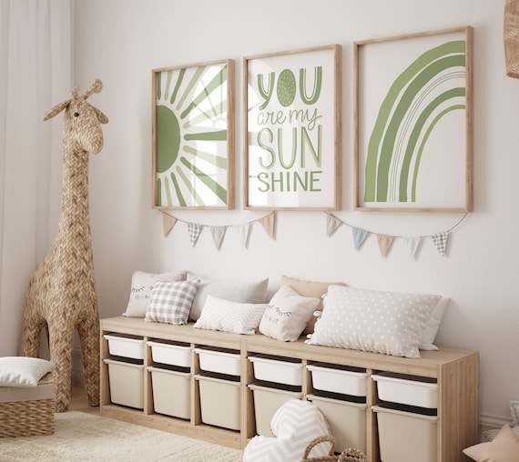 Boy Sage Green Nursery decor, Boy Boho Rainbow Nursery, Sage Nursery, Boys Room Decor, You Are My Sunshine Print, Boys Nursery Wall Art