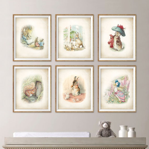 Beatrix Potter Nursery Art Prints. Beatrix Potter Character Illustration.  Peter Rabbit Nursery Art. Beatrix Potter Art. Beatrix Potter Decor