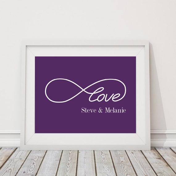 Wedding Gift - Anniversary Gift - One Year Anniversary Gift - Infinity Art - Family Art. Personalized Family Name Print. Wedding Sign. S-421