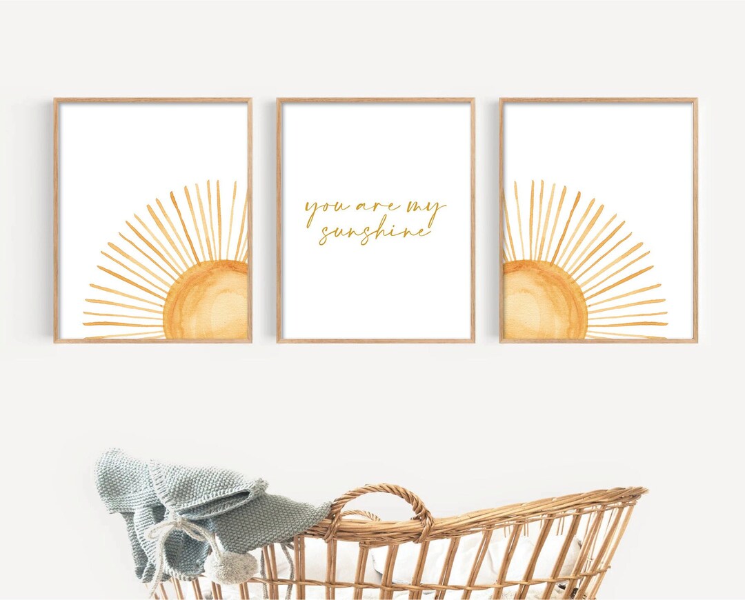 Boho Sunshine Nursery Print Set, Minimalist You Are My Sunshine Prints ...