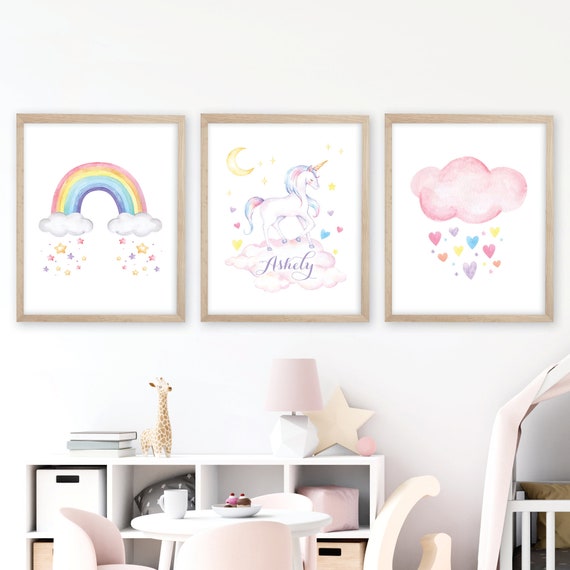 Personalized Unicorn Nursery Decor. Girl Nursery Wall Decor. Girls Bedroom Prints. Girls Bedroom Decor. Unicorn Prints. Unicorn Wall Art.