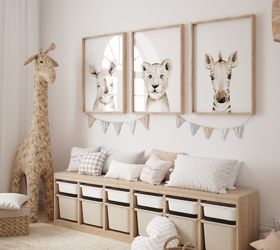 Safari Animals Nursery Wall Art, Gender Neutral Nursery, Animals Nursery Print, Woodland Nursery, Safari Nursery Decor, Safari Nursery Print