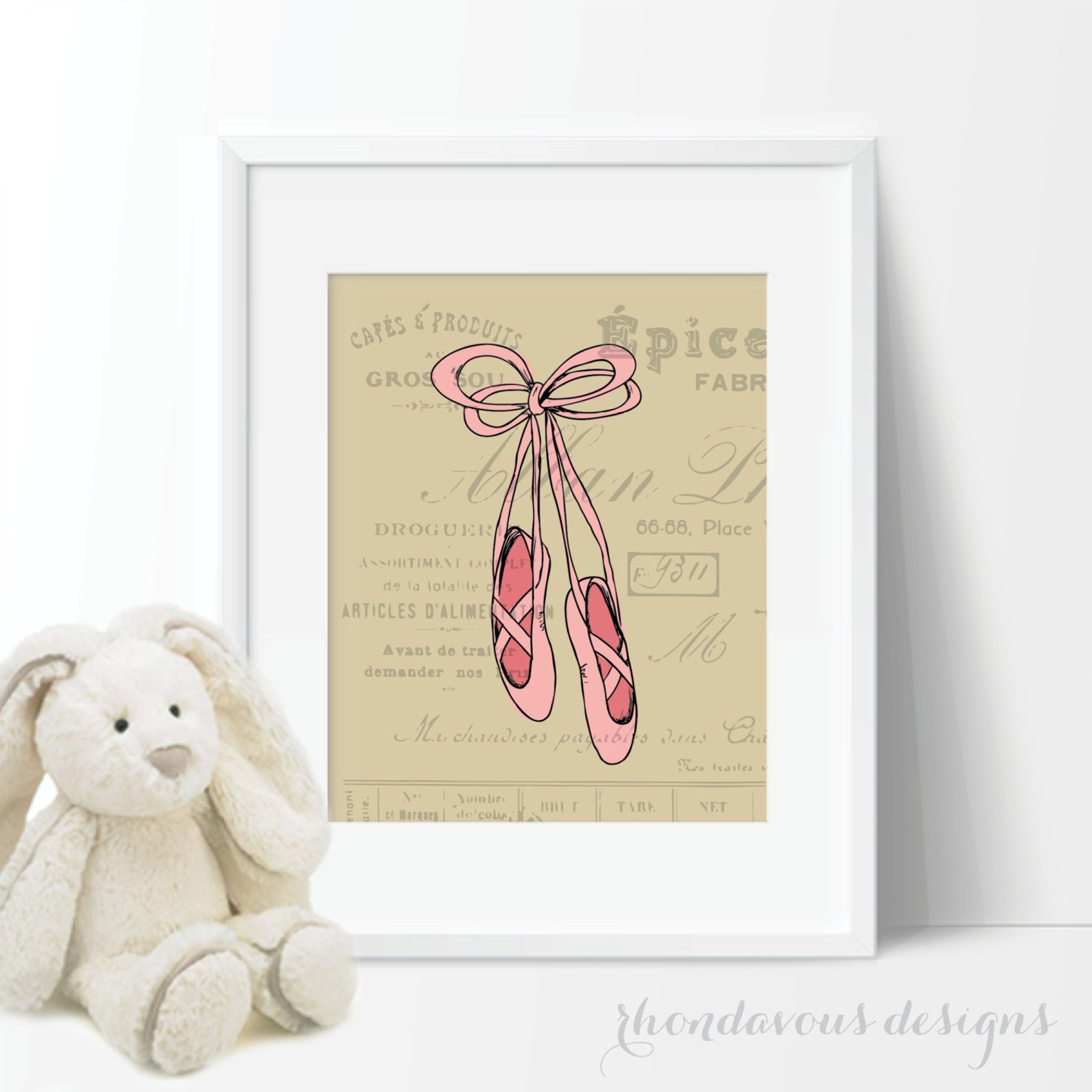 french ballet shoes single print - home. decor. nursery. girl. - you pick the size (s-199)
