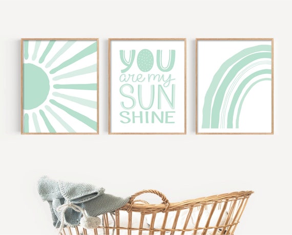 Boy Nursery decor, Boy Boho Rainbow Nursery, Mint Nursery, Boys Room Decor, You Are My Sunshine Print, Boys Nursery Wall Art