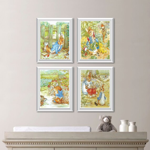 Baby Boy Nursery Art Prints. Peter Rabbit Nursery. Peter Rabbit Prints. Beatrix Potter Nursery Art. Peter Rabbit Art. Decor. (NS-765)