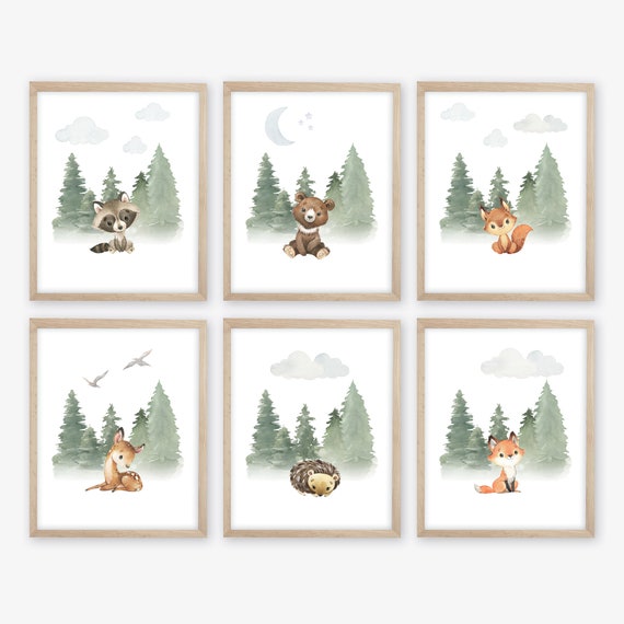 Watercolor Woodland Nursery Decor. Woodland Animals. Animal Nursery Prints. Gender Neutral Nursery. Forest Nursery Decor. Forest Baby Decor