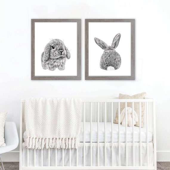 Nursery Wall Decor, Bunny Art, Rabbit Art, Gender Neutral Nursery Art Prints, Nursery Animal Prints, Woodland Animal Art, Nursery Prints