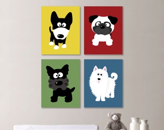 Baby Boy Nursery Print Art - Dog Nursery Decor - Kids Wall Art - Puppy Nursery Decor - Nursery (NS-469)