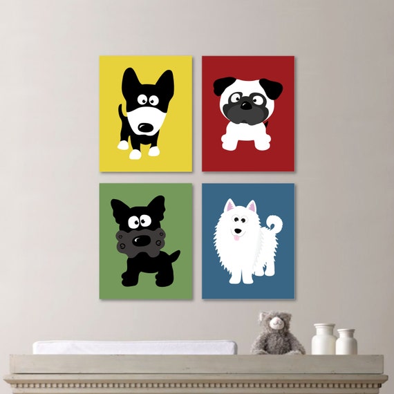 Baby Boy Nursery Print Art - Dog Nursery Decor - Kids Wall Art - Puppy Nursery Decor - Nursery (NS-469)