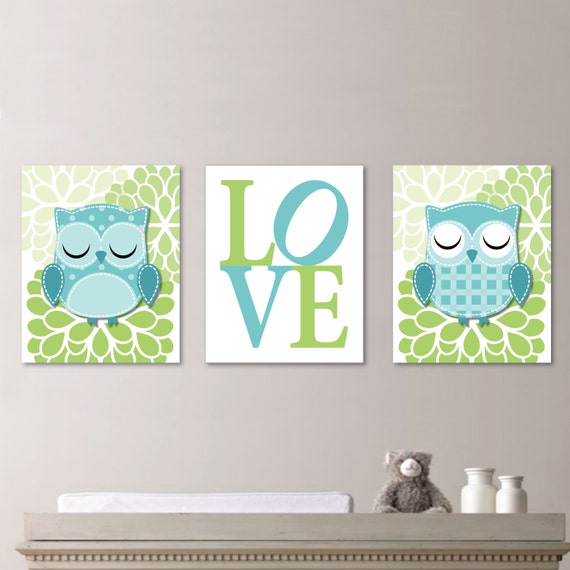 Whimsy Hoot Owl Love Trio - Decor Nursery. Girl - Owl Nursery Art Decor. Owl Bedroom Art. Baby Girl Nursery Art. Owl Decor. Owl Art. NS-212