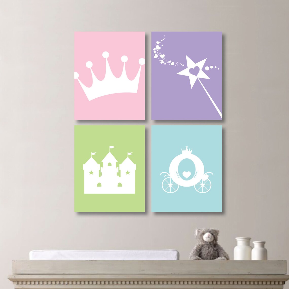 Baby Girl Nursery Art Print. Princess Bedroom Art. Princess Etsy