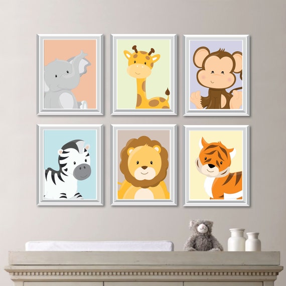 Baby Nursery Print Art - Animal Nursery Decor - Jungle Nursery - Jungle Nursery Art -Safari Nursery - Safari Nursery Art - Bedroom (NS-732)