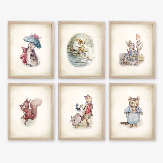 Beatrix Potter Nursery Art Prints. Beatrix Potter Character Illustration.  Peter Rabbit Nursery Art. Beatrix Potter Art. Beatrix Potter Decor 