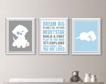 Baby Boy Nursery Art. Boy Nursery Decor. Dog Nursery Art. Dog Bedroom Art. Dog Print. Puppy Nursery Art. Puppy Bedroom Art. Wall Art. NS-751