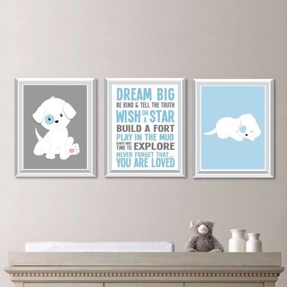 Baby Boy Nursery Art. Boy Nursery Decor. Dog Nursery Art. Dog Bedroom Art. Dog Print. Puppy Nursery Art. Puppy Bedroom Art. Wall Art. NS-751