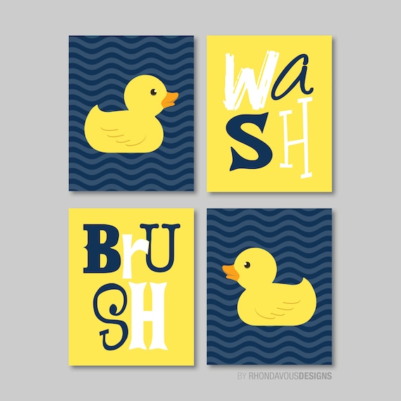 Kids Bathroom Art - Kids Bathroom Decor - Rubber Duckie Bathroom Art - Rubber Duck Bath Art - Duck Bathroom. Duck Bath Art Prints. (NS-590)