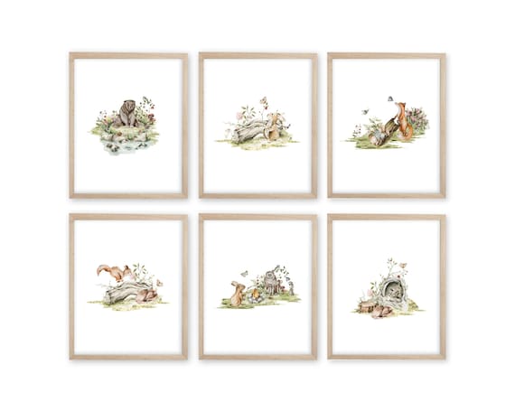 Watercolor Woodland Nursery Decor. Woodland Animals. Woodland Animal Prints. Gender Neutral Nursery. Girl Nursery Print. Boy Nursery. Forest