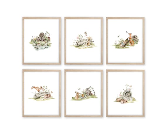 Watercolor Woodland Nursery Decor. Woodland Animals. Woodland Animal Prints. Gender Neutral Nursery. Girl Nursery Print. Boy Nursery. Forest