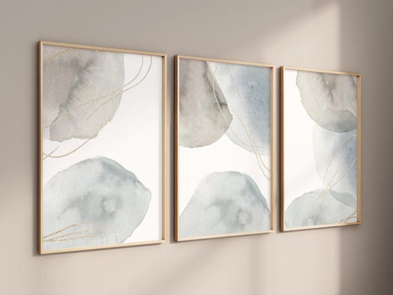 Neutral Abstract Set of 3 Prints, Watercolor Wall Art Prints, Neutral Wall Art, Modern Bedroom Decor, Living Room Wall Art, Geometric Decor