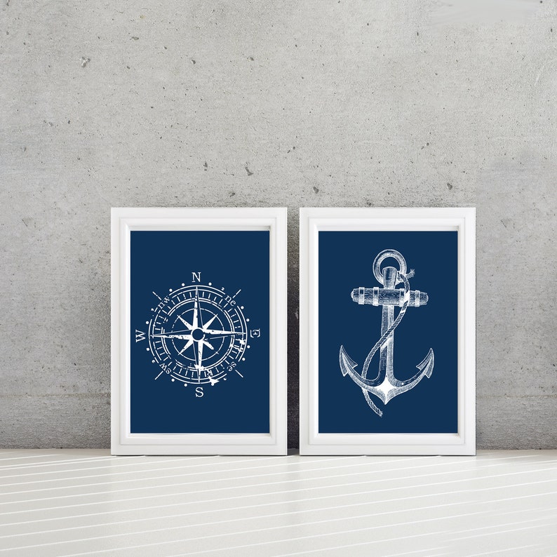 Nautical Decor Beach House Art Nautical Bathroom Art Etsy