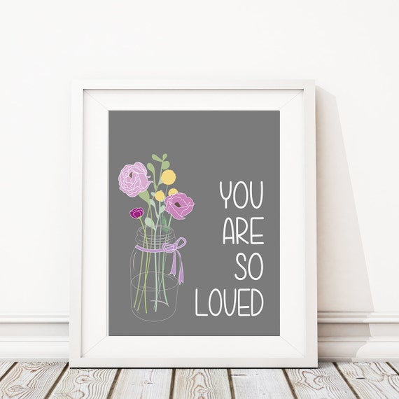 Purple Lavender and Gray Flower Bouquet Mason Jar Print Single - Nursery. Girl. Bedroom. Bath. Love. Flowers - You Pick the Size (S-273)