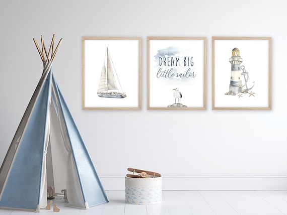 Watercolor Nautical Nursery Decor. Sailboat Print. Nautical Prints. Nautical Bedroom Decor. Boy Nautical Nursery Art Print. Sailing Nursery.