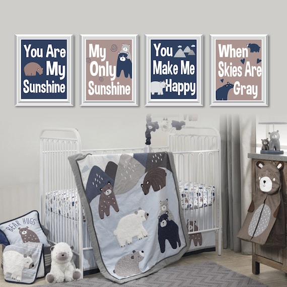 Baby Boy Nursery Art Print. Lambs and Ivy Montana Art. Bear Nursery Art. Bear Nursery Decor. Woodland Nursery Decor. You Are My Sunshine 839