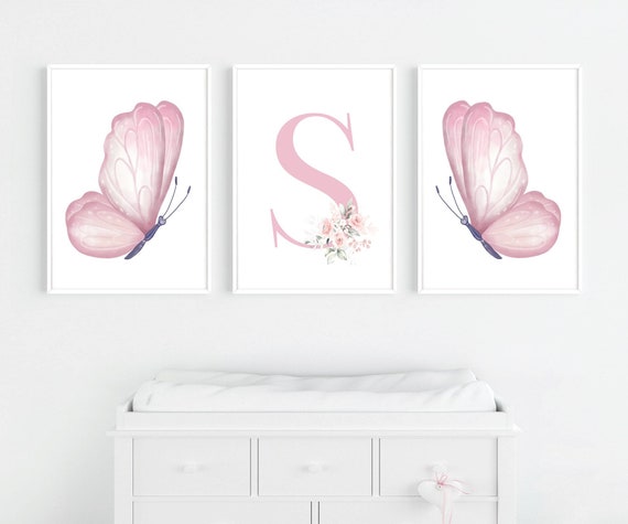 Butterfly Nursery Decor, Butterfly Nursery Art, Girl Nursery Decor, Girl Nursery Art, Blush Pink Nursery Decor, Botanical Nursery Print Set