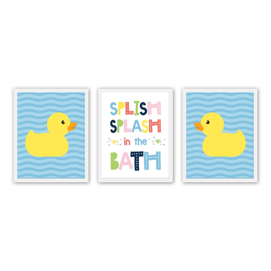 Rubber Duck Wall Art Decor for Kids Bathroom. Kids Bathroom Art. Kids