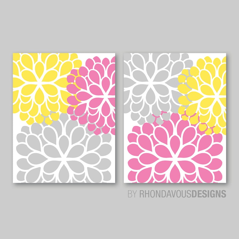 Flower Art Prints Flower Bathroom Art Flower Bedroom Decor Etsy