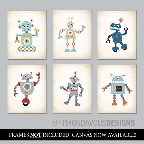 Robot Nursery Art. Robot Art. Boy Nursery Art. Boy Nursery Decor. Baby Boy Shower Gift. Playroom Wall Art Prints. Robot Wall Art. NS818