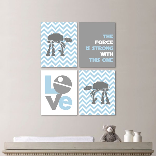 Baby Boy Nursery Art - Star Wars Nursery - Star Wars Nursery Decor - Star Wars Nursery Art - Light Blue Gray - You Pick the Size (NS-551)