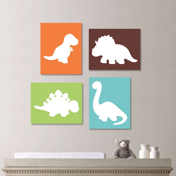 Dinosaur Print Set of 4. Dinosaur Nursery Decor. Dinosaur Nursery Prints. Dinosaur Bedroom Decor Art. Boy Nursery Decor. Boy Nursery Art.