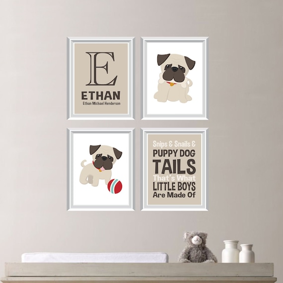 Puppy Nursery Decor. Puppy Dog Nursery Art. Dog Nursery Decor. Dog Bedroom Art. Dog Bedroom Decor. Pug Art. Pug Decor. Nursery Wall Art.